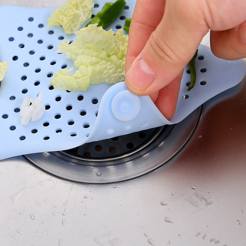 Kitchen Sink Strainer Bathroom Drainer Shower Bath Drain Protector Silicone Waste Filter (White Star)