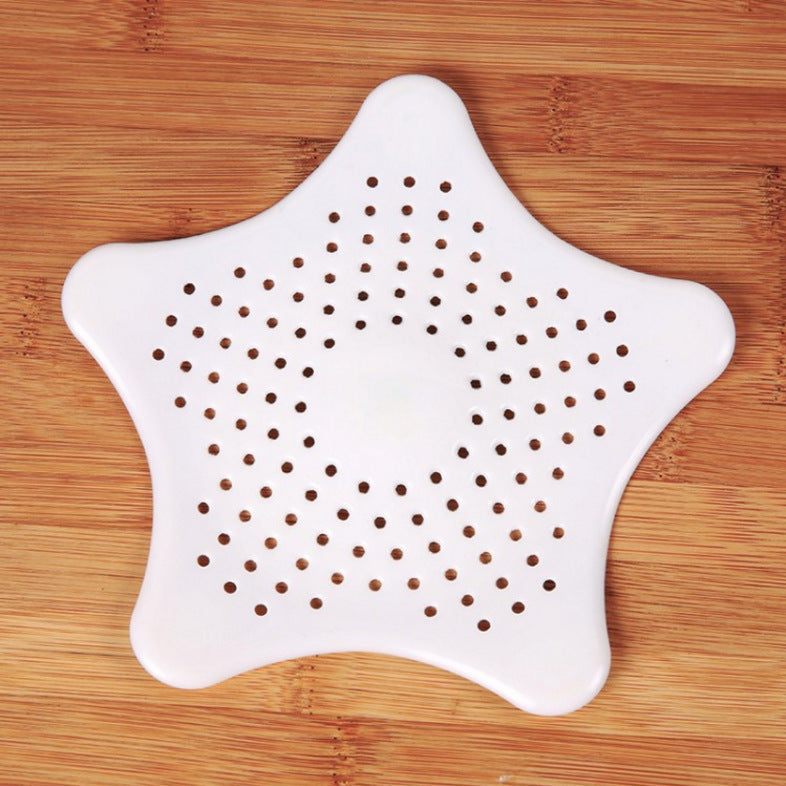 Kitchen Sink Strainer Bathroom Drainer Shower Bath Drain Protector Silicone Waste Filter (White Star)