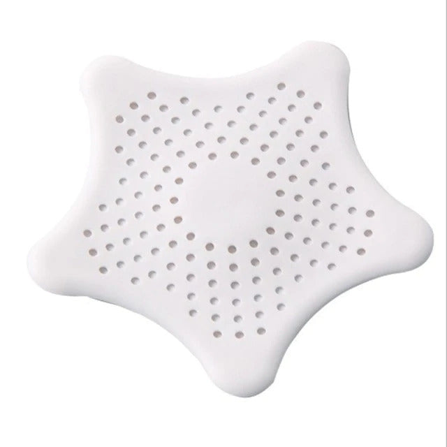 Kitchen Sink Strainer Bathroom Drainer Shower Bath Drain Protector Silicone Waste Filter (White Star)