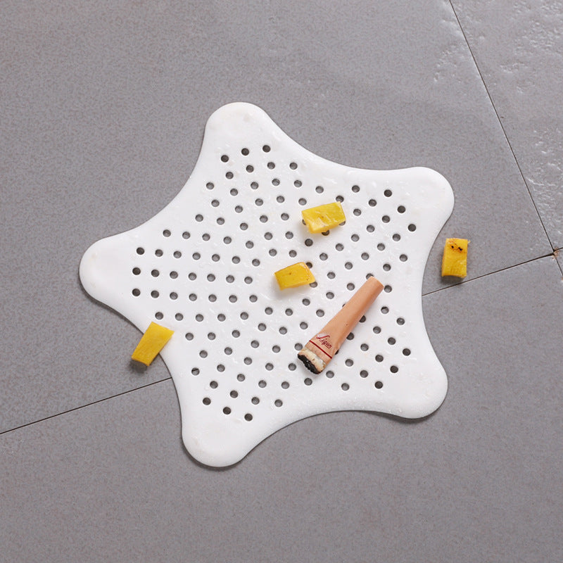 Kitchen Sink Strainer Bathroom Drainer Shower Bath Drain Protector Silicone Waste Filter (White Star)