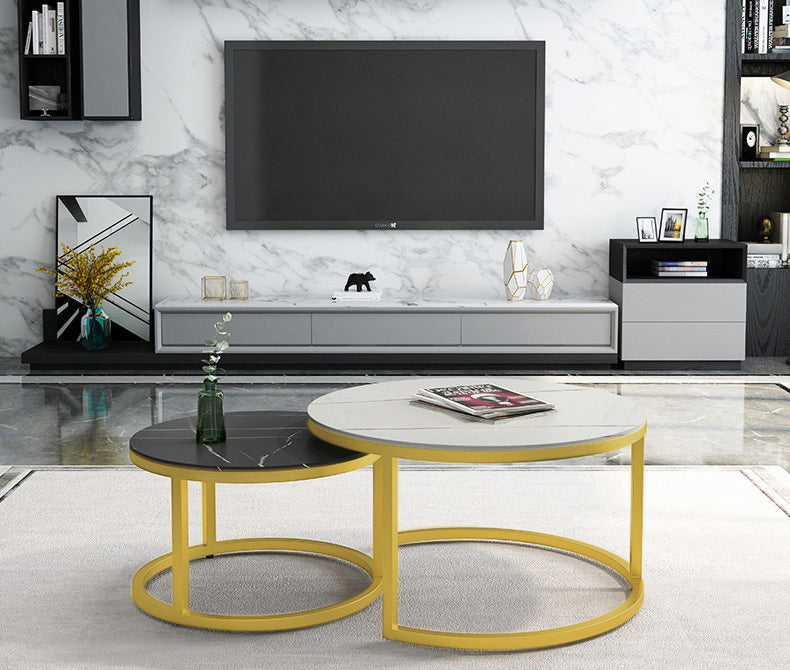 Synergy 2 In 1 Lush Marble Look Designer Nesting Coffee Tables