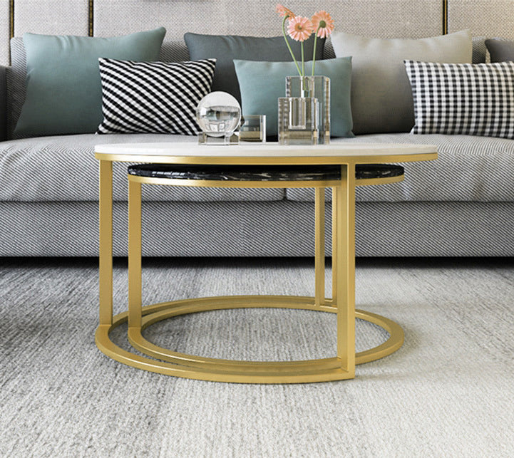 Synergy 2 In 1 Lush Marble Look Designer Nesting Coffee Tables