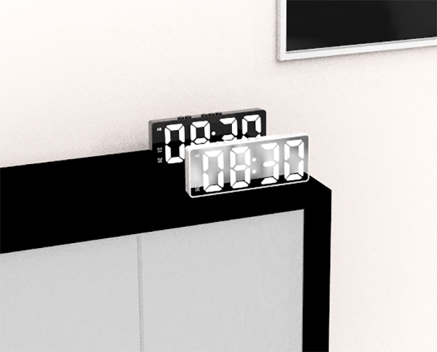 Multifunction Mirrored Digital LED Digital Electronic Alarm Clock with Temperature Display