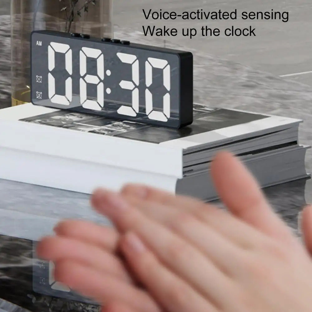 Multifunction Mirrored Digital LED Digital Electronic Alarm Clock with Temperature Display