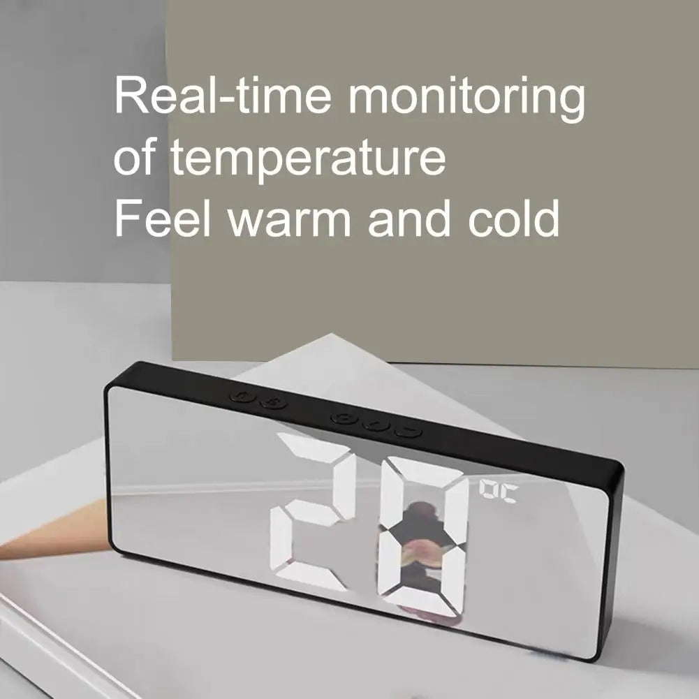 Multifunction Mirrored Digital LED Digital Electronic Alarm Clock with Temperature Display