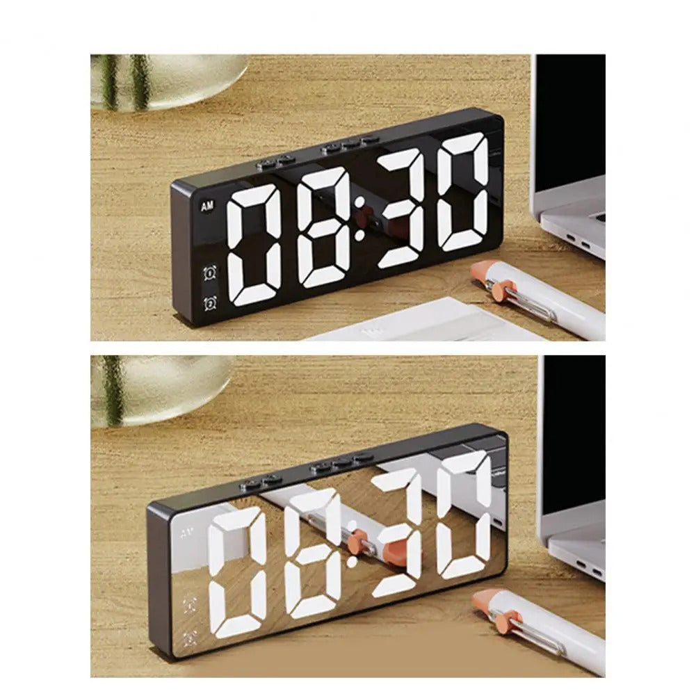 Multifunction Mirrored Digital LED Digital Electronic Alarm Clock with Temperature Display