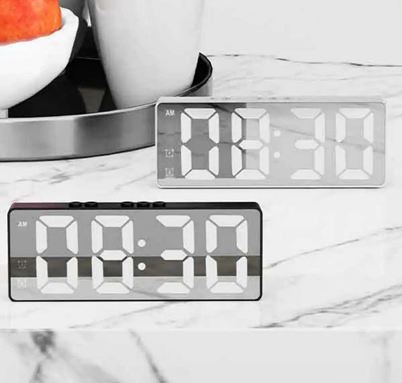 Multifunction Mirrored Digital LED Digital Electronic Alarm Clock with Temperature Display