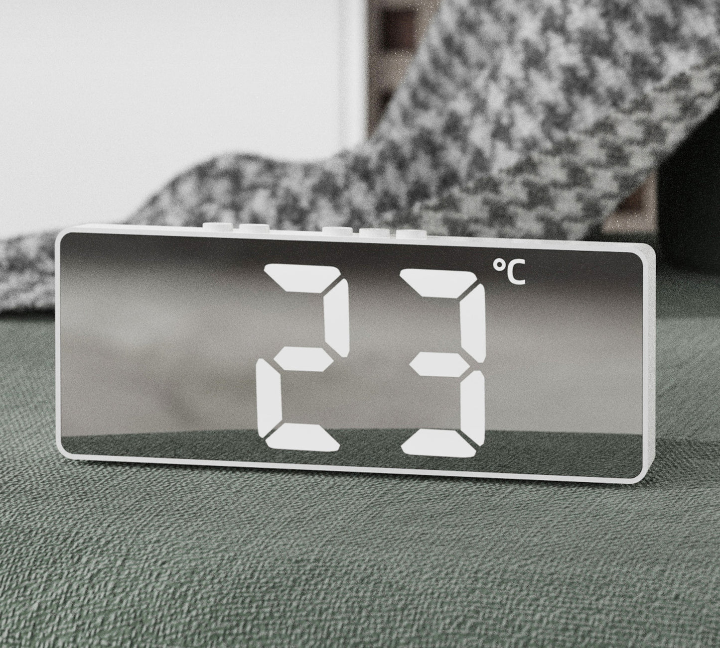 Multifunction Mirrored Digital LED Digital Electronic Alarm Clock with Temperature Display