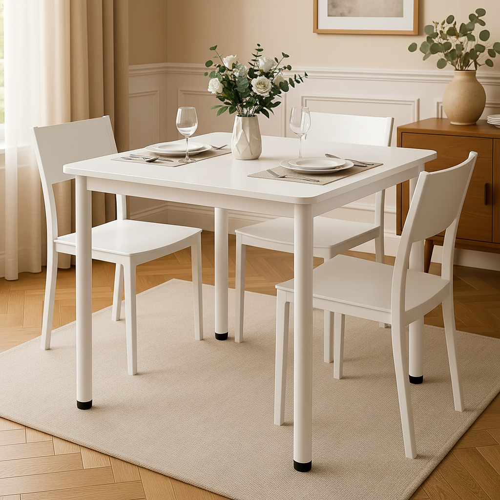 Harbor Industrial White Wood & Steel Dining Table Square 80cm