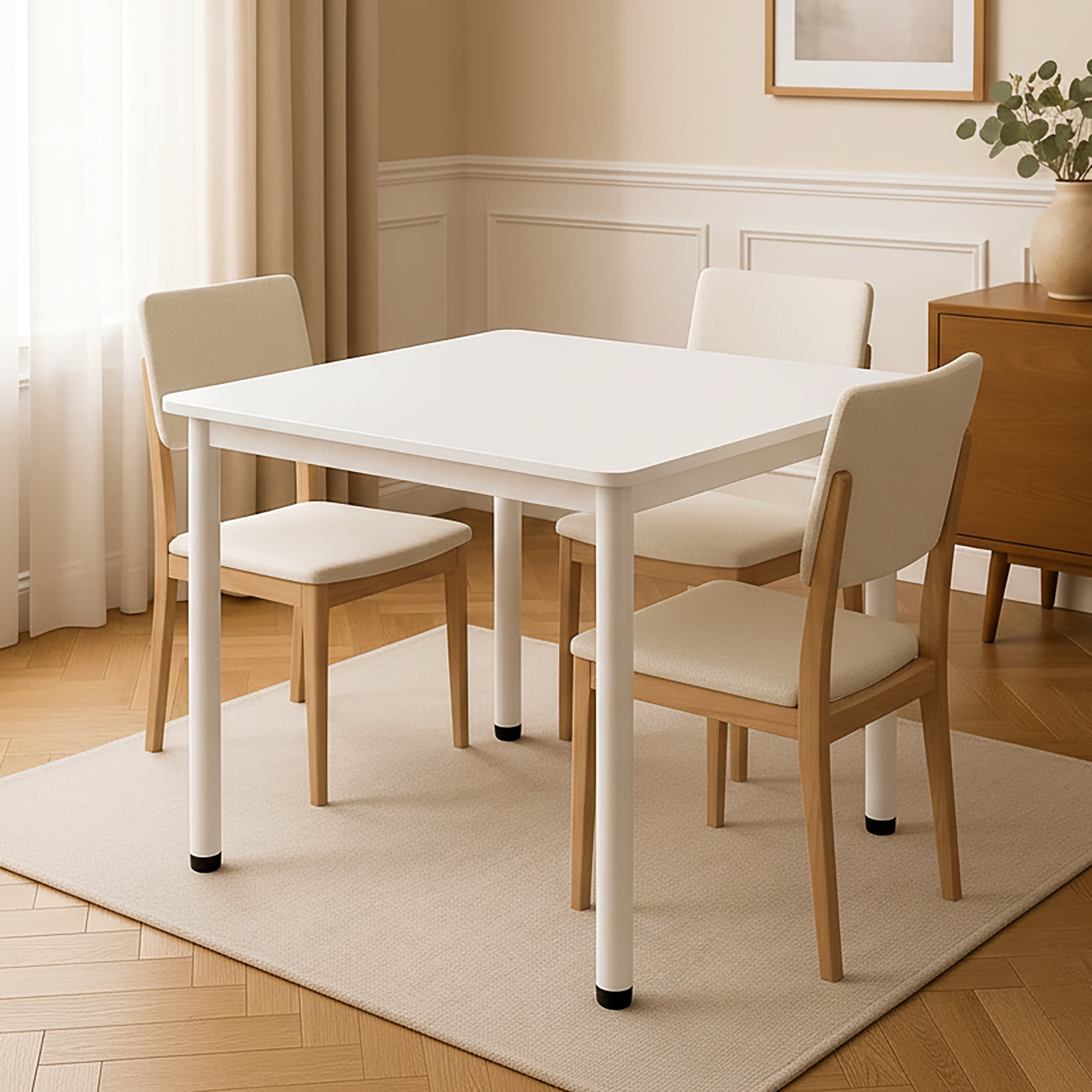 Harbor Industrial White Wood & Steel Dining Table Square 80cm