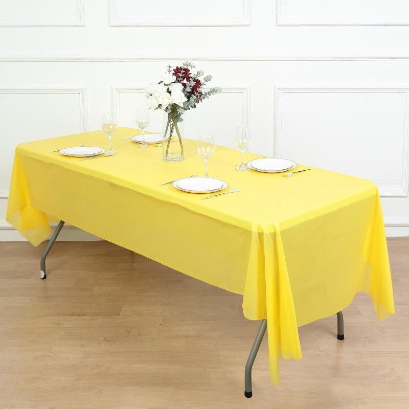 Disposable Tablecloth Large Rectangle Party Table Cloth Cover (Yellow)