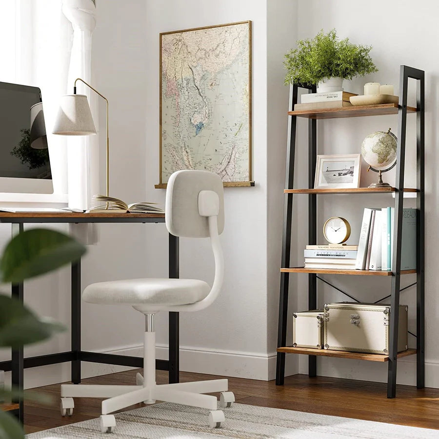 Elevate Rustic Wood & Metal 4-Tier Ladder Shelf Bookcase Storage Organizer