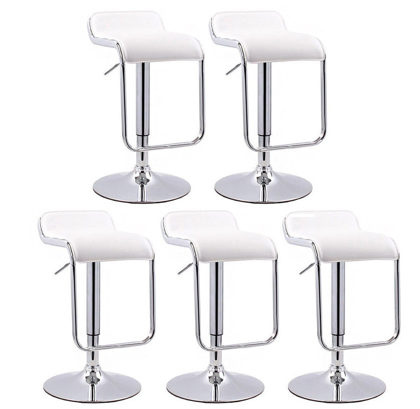 5 x Idol Deluxe Designer Faux Leather Chrome Bar Stools (White - Set of 5)