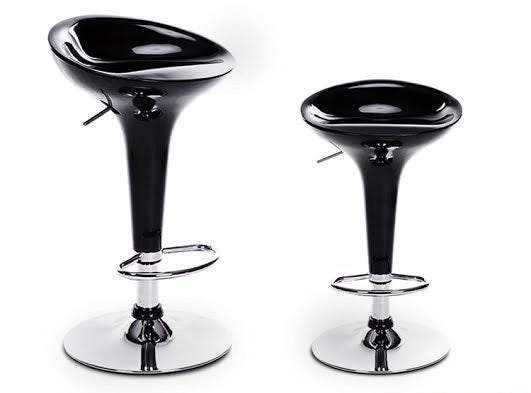 2 x Ace High Gloss Designer Bar Stools (BLACK - Set of 2)