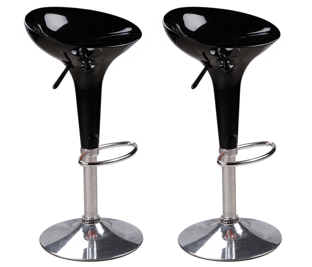 2 x Ace High Gloss Designer Bar Stools (BLACK - Set of 2)