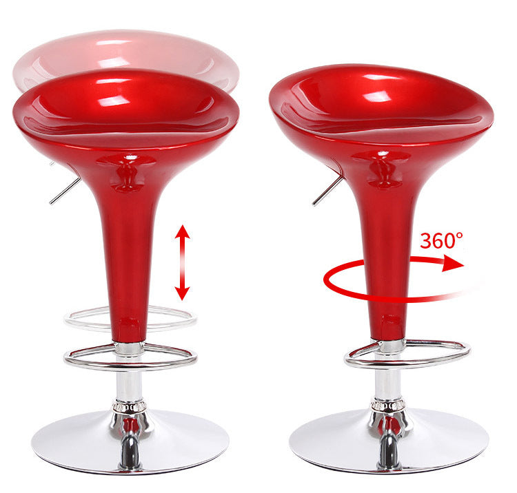 2 x Ace High Gloss Designer Bar Stools (Red - Set of 2)
