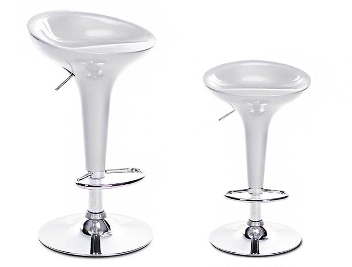 2 x Ace High Gloss Designer Bar Stools (WHITE - Set of 2)