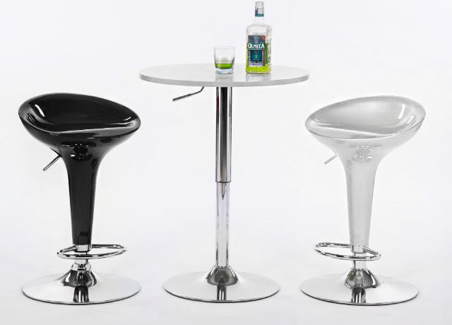2 x Ace High Gloss Designer Bar Stools (WHITE - Set of 2)