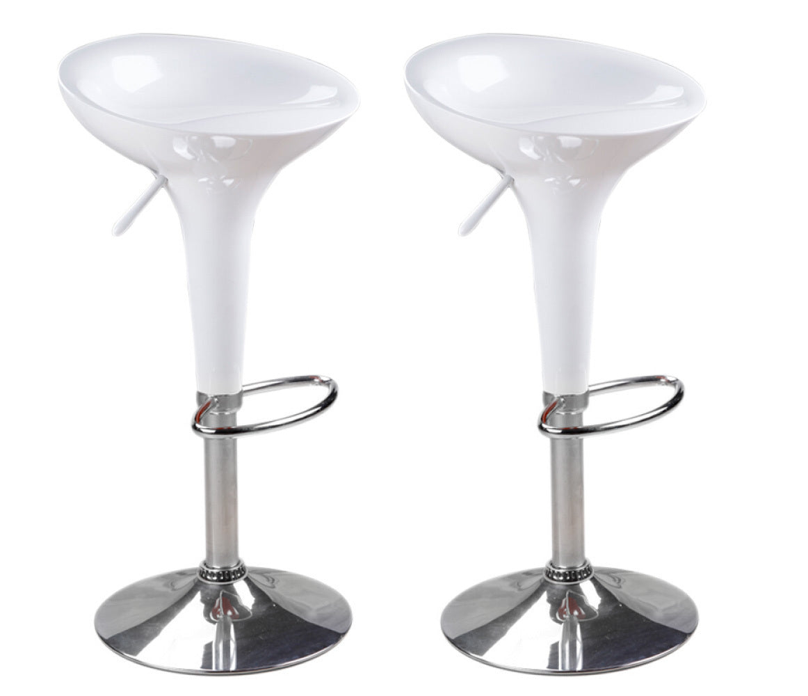2 x Ace High Gloss Designer Bar Stools (WHITE - Set of 2)