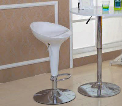 2 x Ace High Gloss Designer Bar Stools (WHITE - Set of 2)
