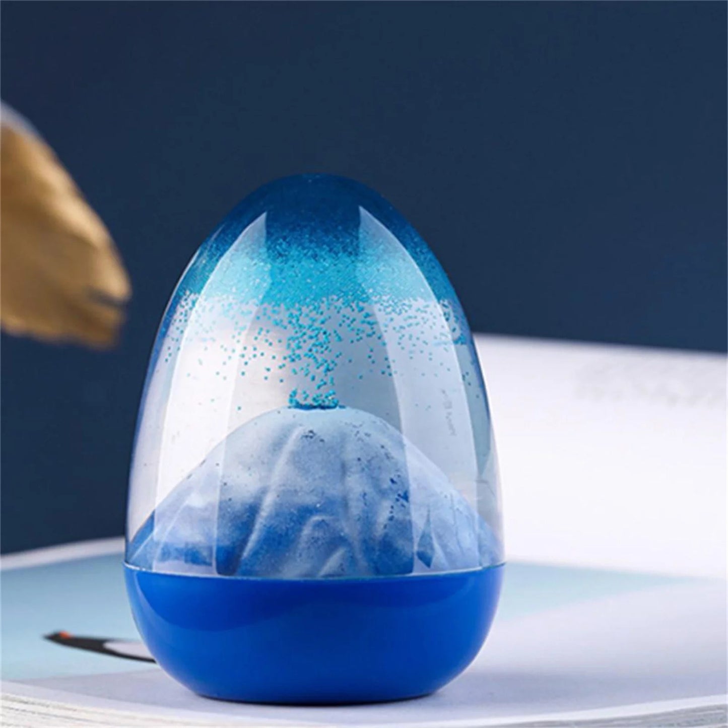 Volcano Eruption Hourglass Timer Liquid Motion Egg Shaped Fidget Desk Toy