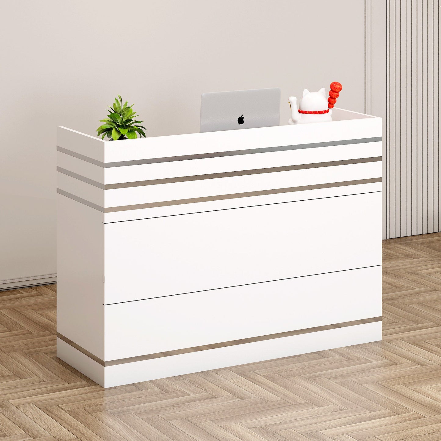 Impressions Large Reception Desk Counter with Shelves