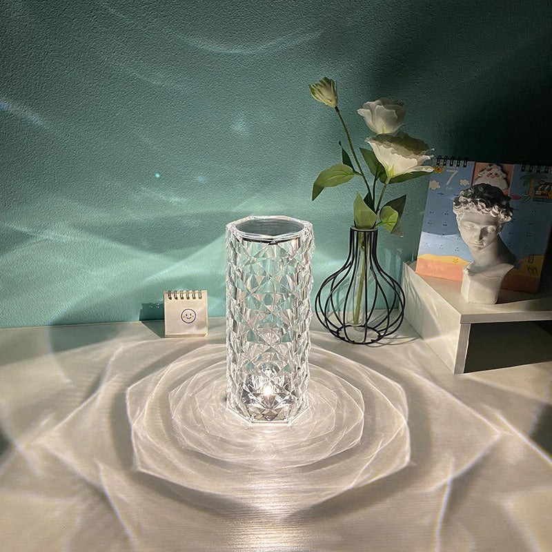 Rose Diamond Crystal LED Table Lamp Cordless Touch Sensor Night Light