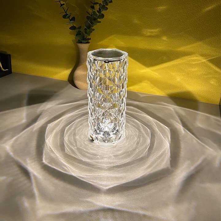 Rose Diamond Crystal LED Table Lamp Cordless Touch Sensor Night Light