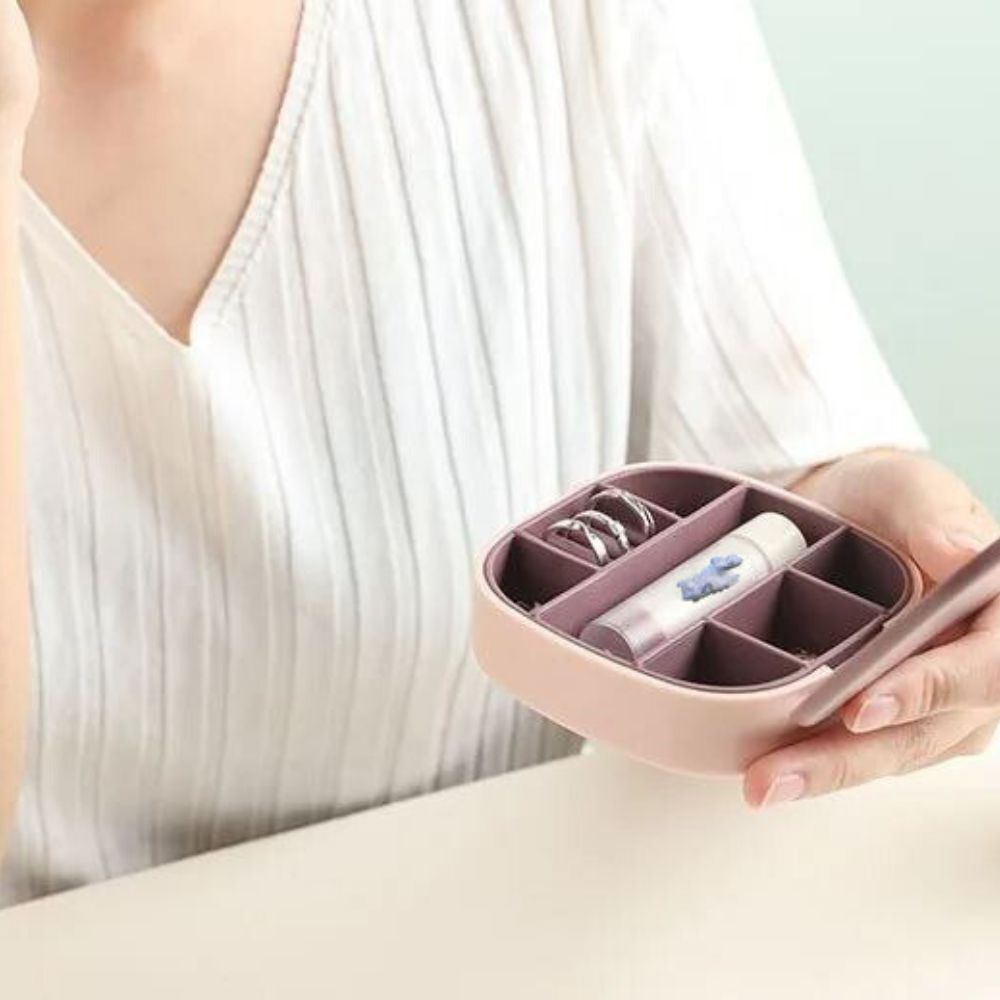 Portable Beauty Case with Mirror Travel Jewellery Box Makeup Cosmetic Storage Organizer