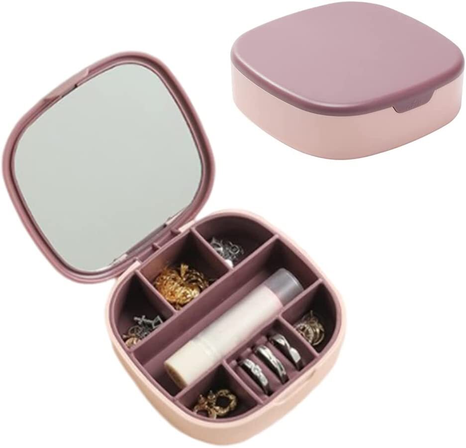 Portable Beauty Case with Mirror Travel Jewellery Box Makeup Cosmetic Storage Organizer