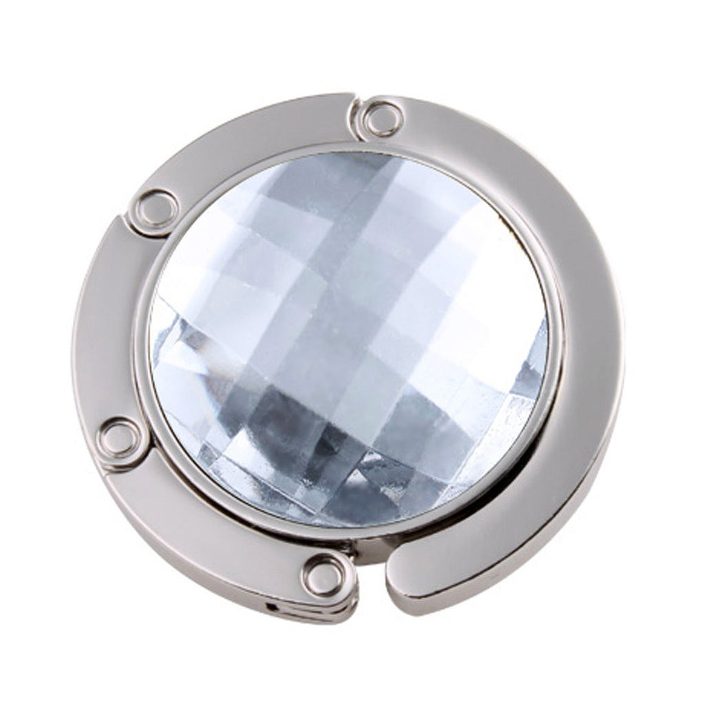 Crystal Purse Handbag Bag Hook Hanger Table Holder (White)