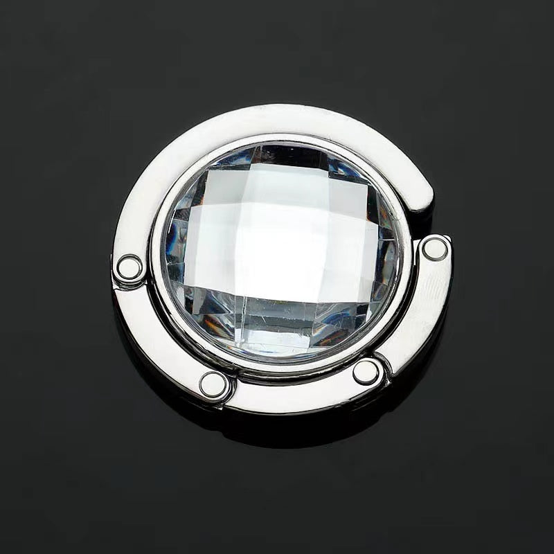 Crystal Purse Handbag Bag Hook Hanger Table Holder (White)