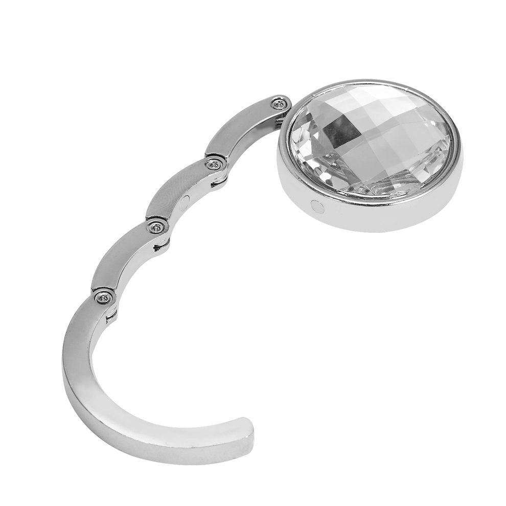 Crystal Purse Handbag Bag Hook Hanger Table Holder (White)