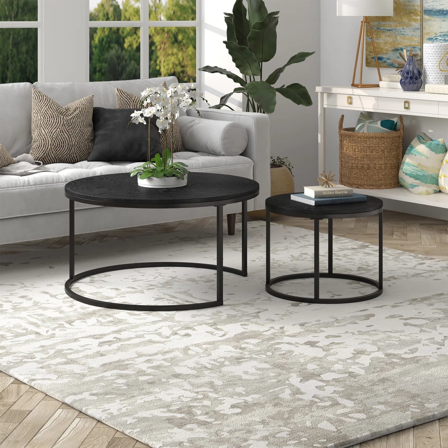 2-Piece Designer Nesting Round Coffee Table Set