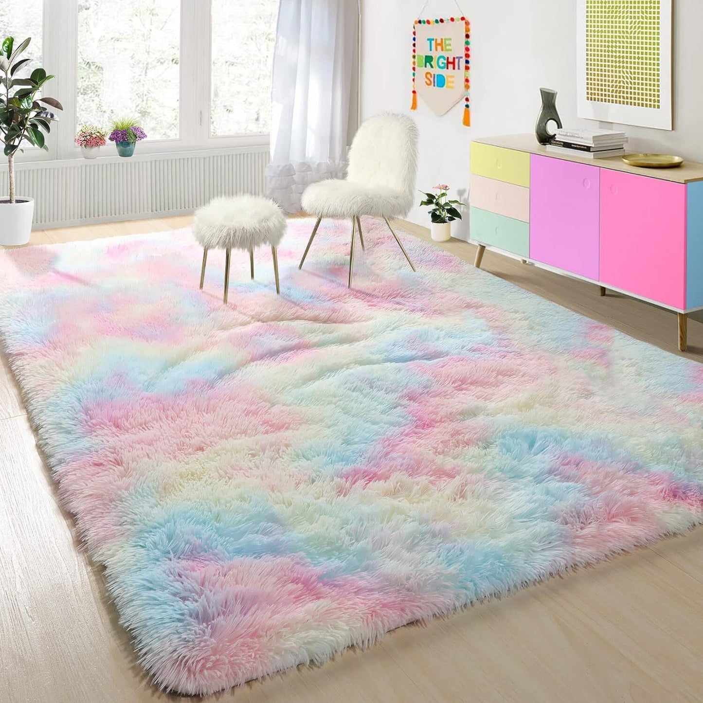4m Extra Large Soft Rainbow Dream Comfortable Shag Rug (400 x 200)