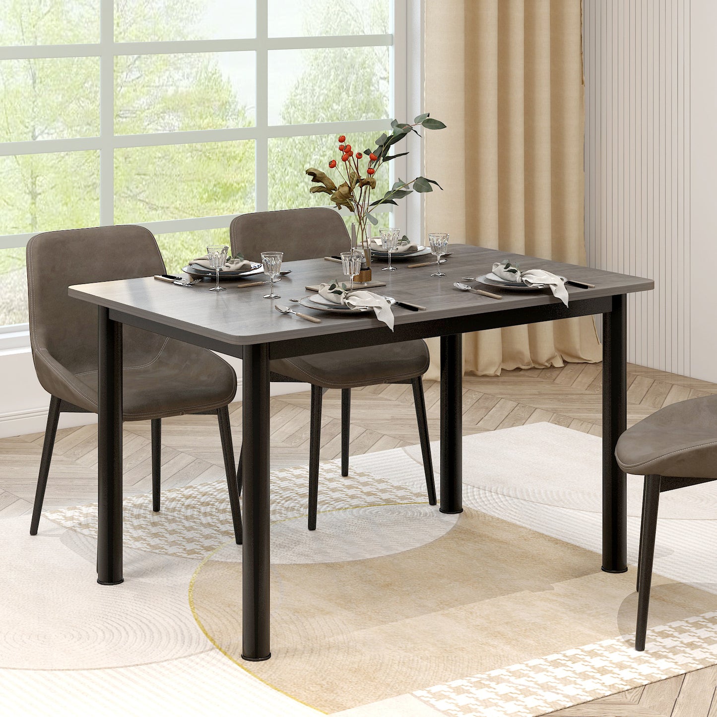 Heritage Industrial Wood & Metal Dining Table 100cm