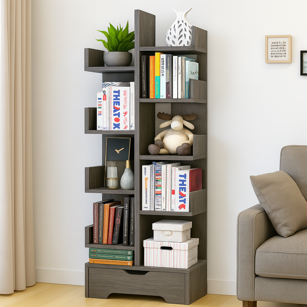 8-Tier 11-Shelf Display Storage Utility Book Shelf Bookcase Shelving (Driftwood Grey)