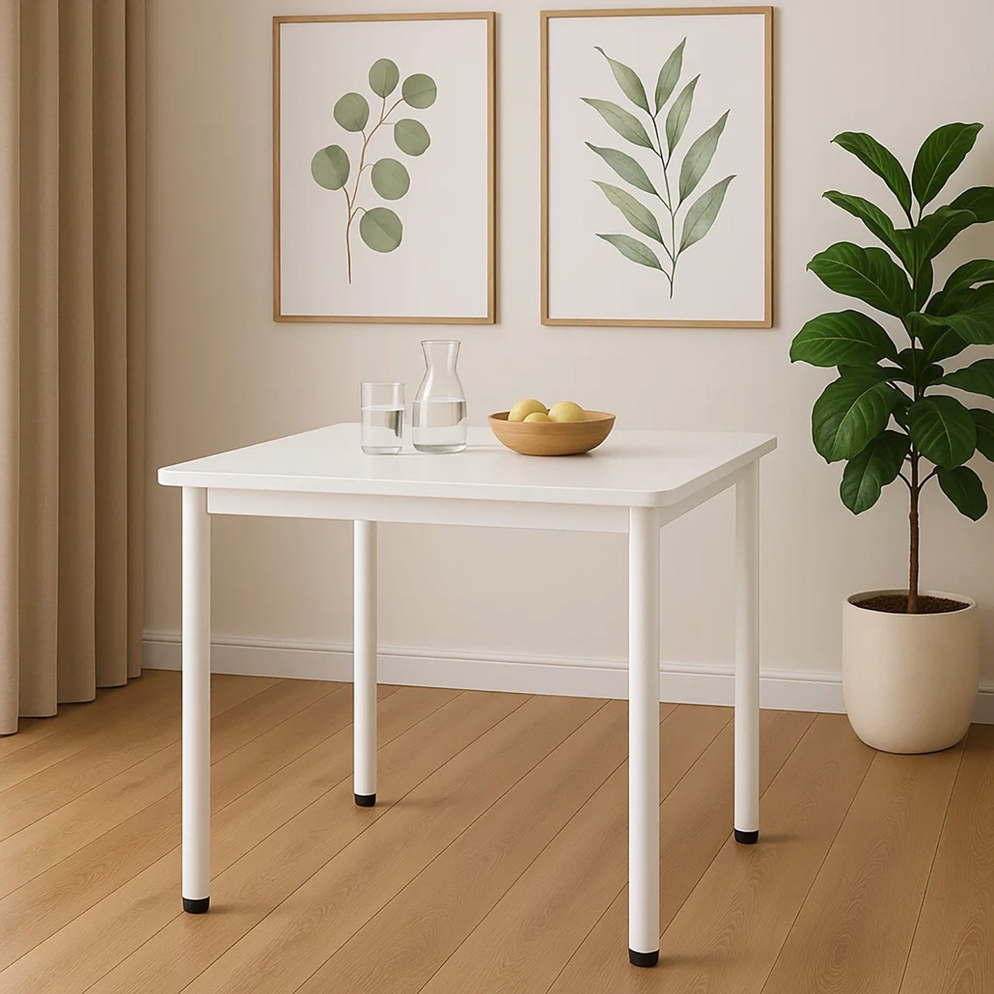 Harbor Industrial White Wood & Steel Dining Table Square 80cm
