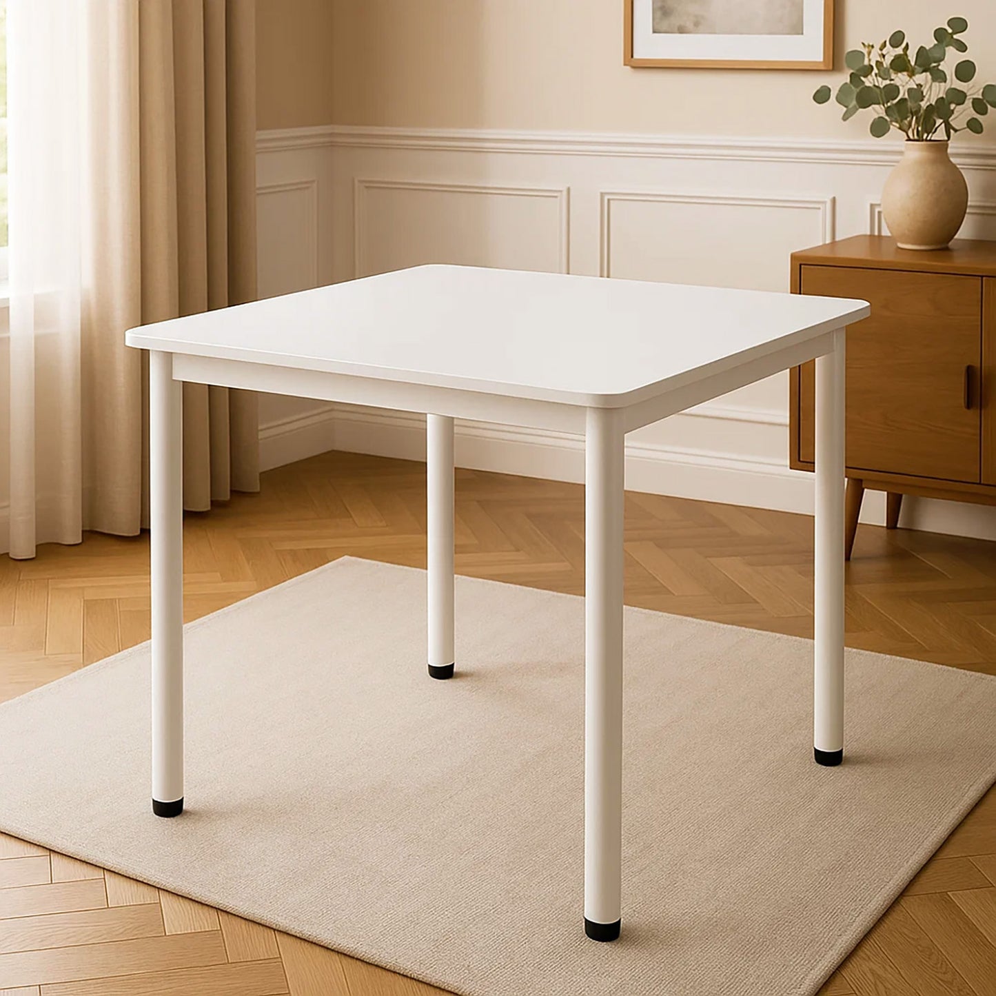 Harbor Industrial White Wood & Steel Dining Table Square 80cm