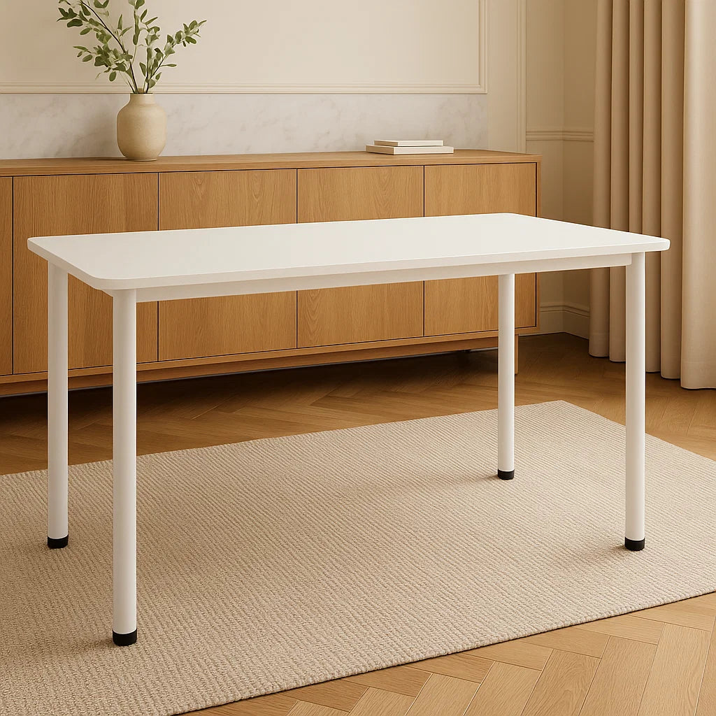 Heritage Industrial White Wood & Metal Dining Table 120cm