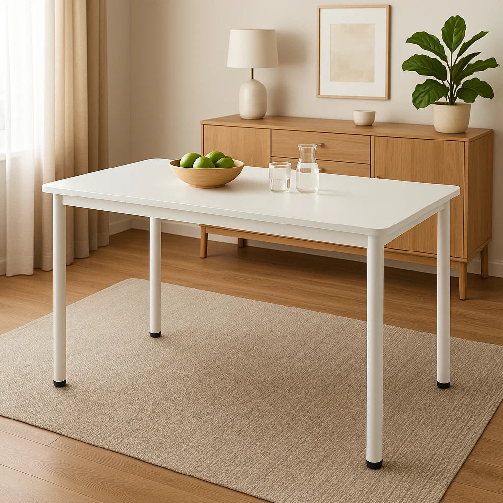 Heritage Industrial White Wood & Metal Dining Table 120cm