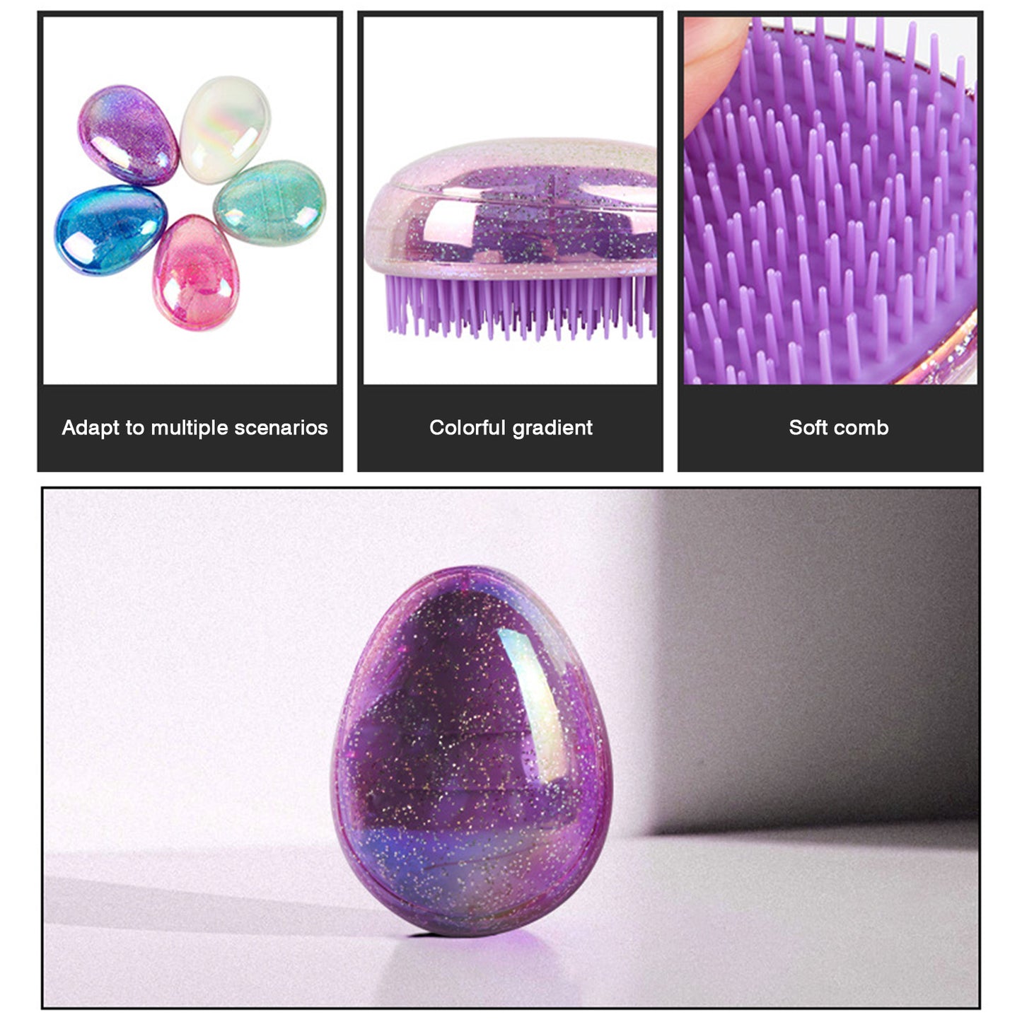 Diamond Pearl Hair Detangle Brush (Metallic Purple)