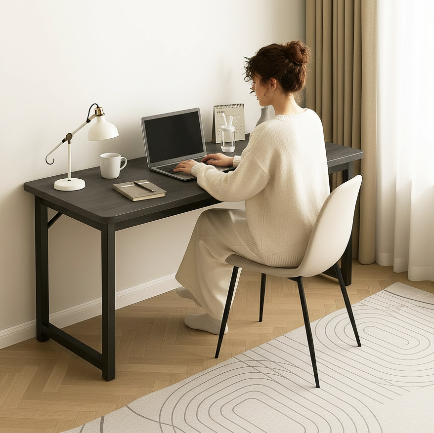 Profile Console Table Wood & Metal Narrow Desk (Driftwood Grey)