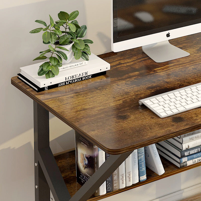 Kori Wood & Metal Computer Desk with Shelf (Rustic Wood) - 80cm