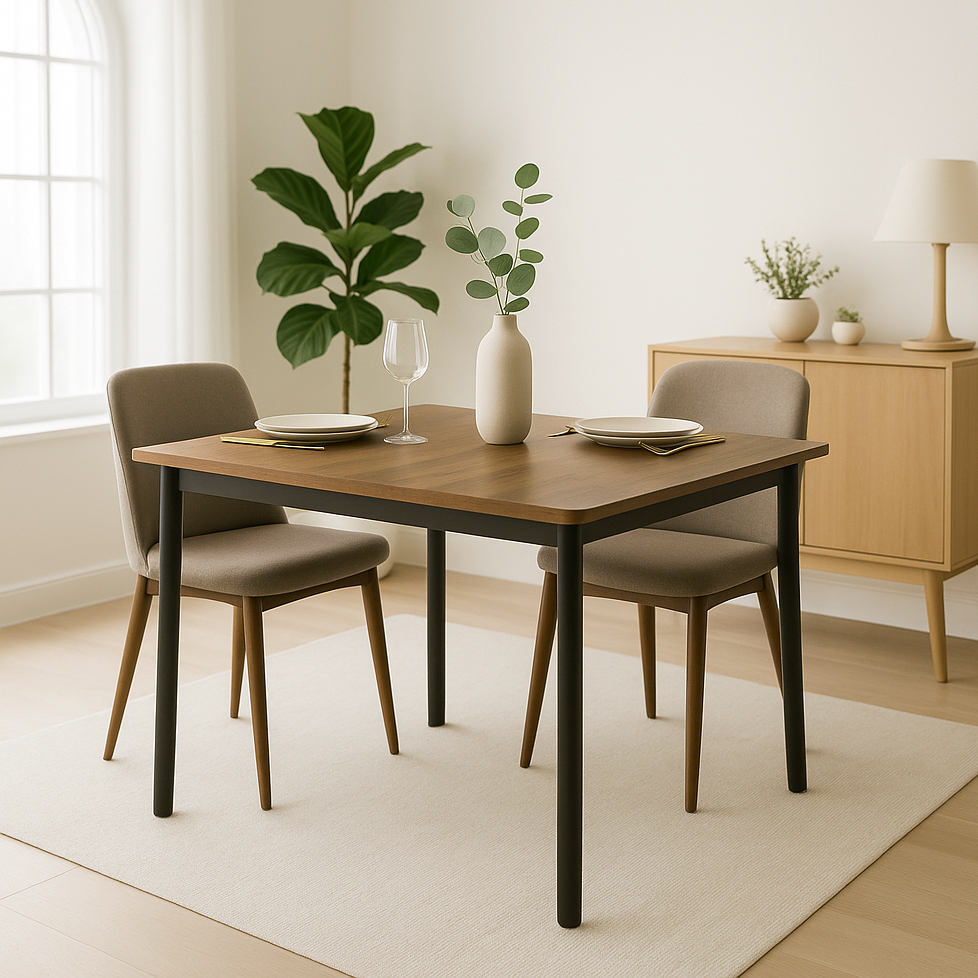 Harbor Industrial Rustic Wood & Steel Dining Table Square 80cm