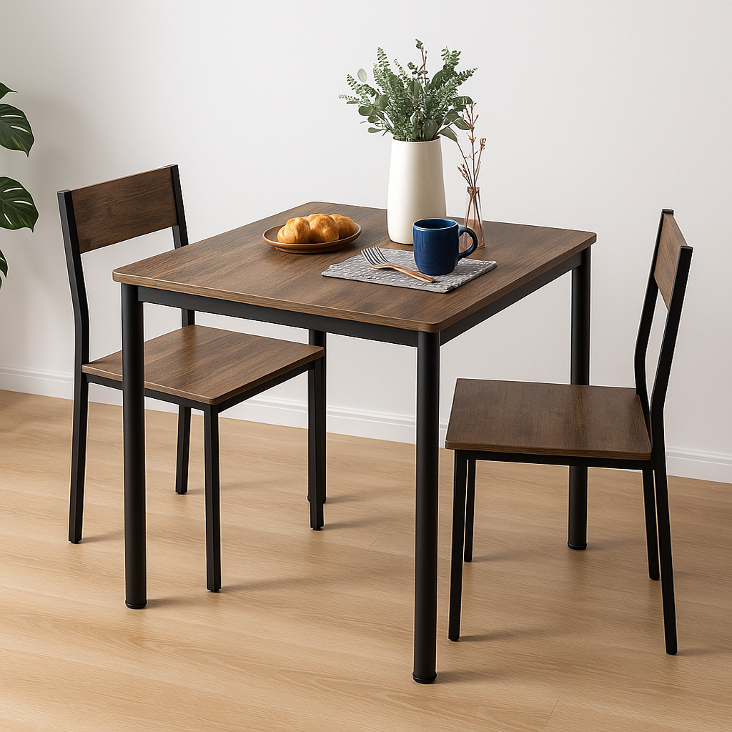 Harbor Industrial Rustic Wood & Steel Dining Table Square 80cm