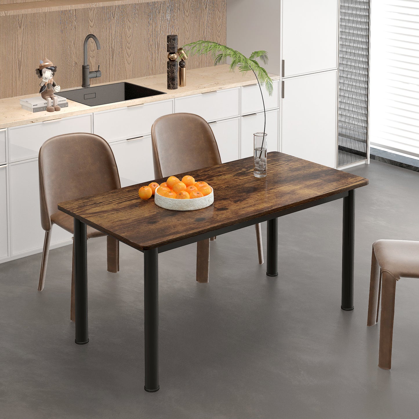 Heritage Industrial Rustic Wood & Metal Dining Table 120cm