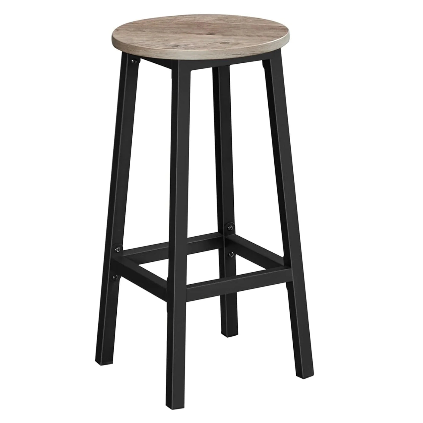 2 x Modern Industrial Bar Stool Wood & Metal Kitchen Counter Seating (Rustic Oak)