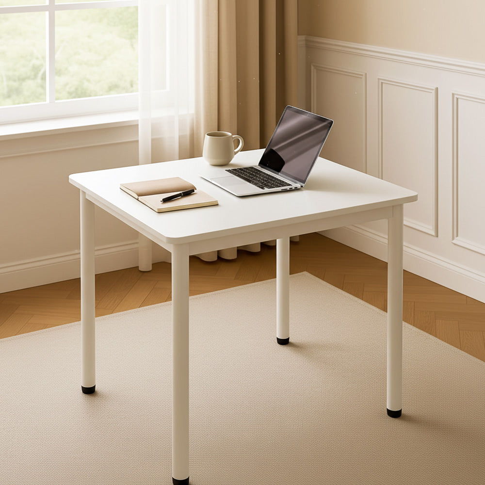 Harbor Industrial White Wood & Steel Dining Table Square 80cm
