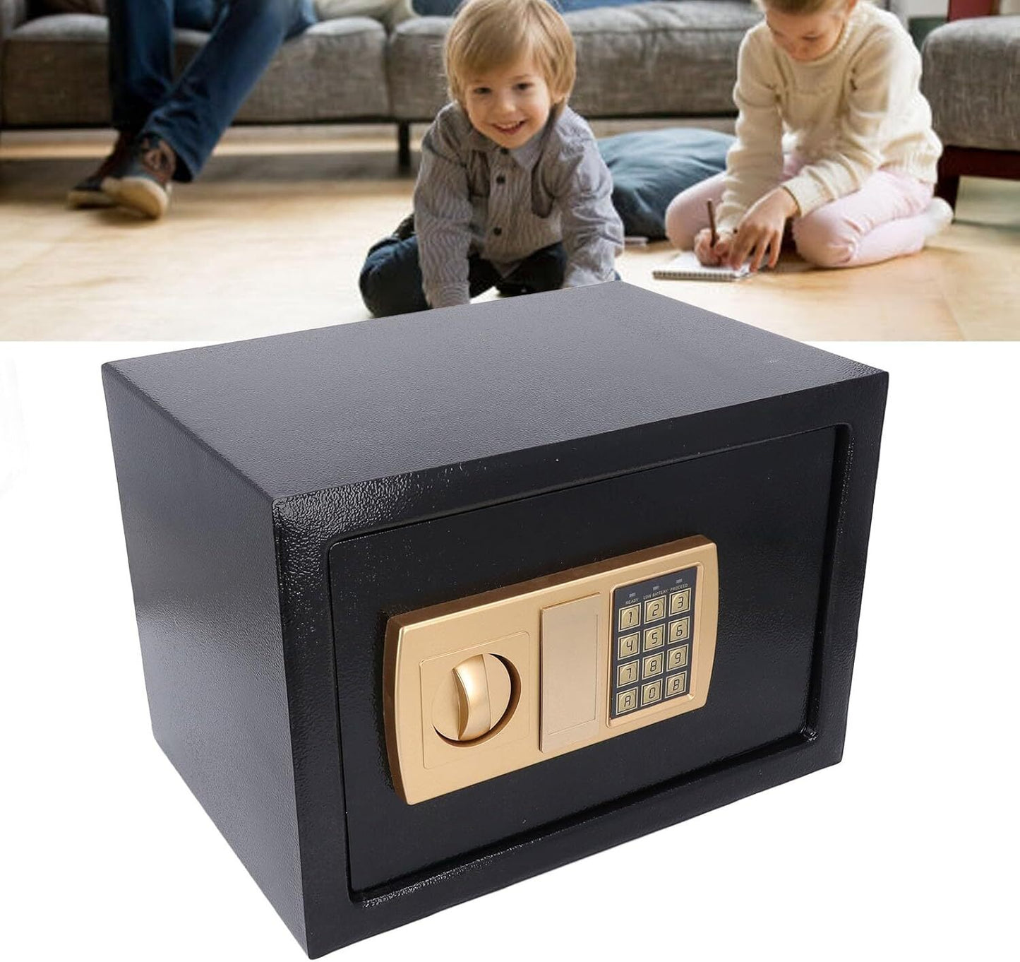 Digital Home Safe with Keypad and Key Lock Fireproof Anti-Theft